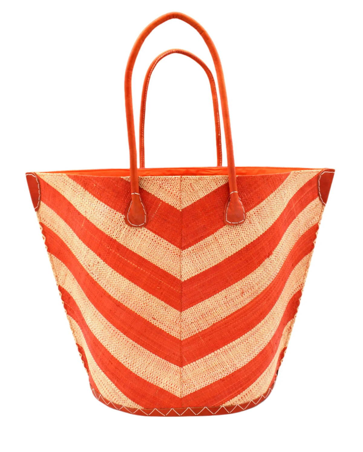 Madagascar Large Tote - Chevron Coral