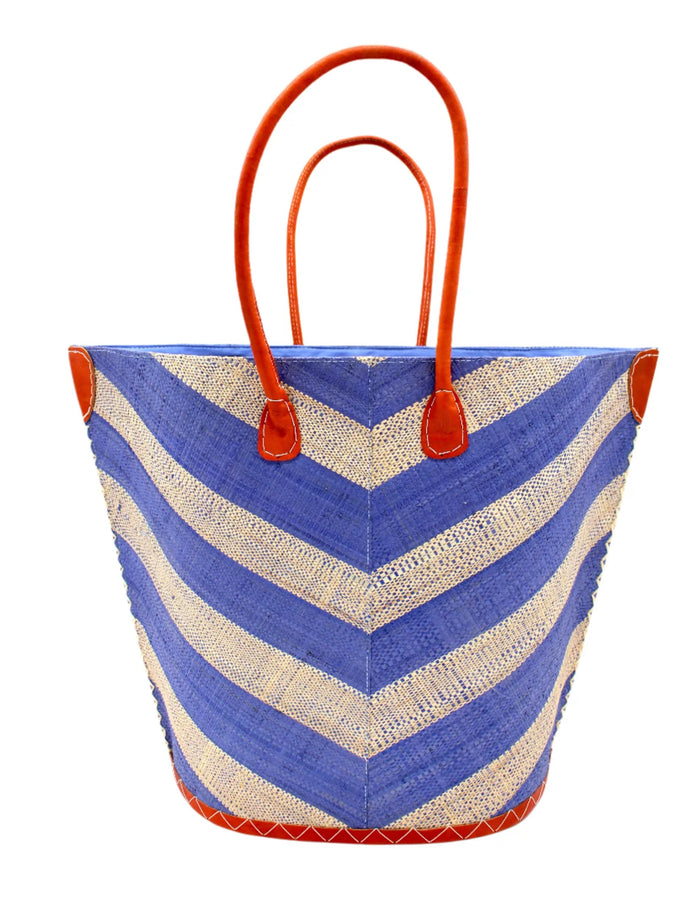 Madagascar Large Tote - Chevron Demin