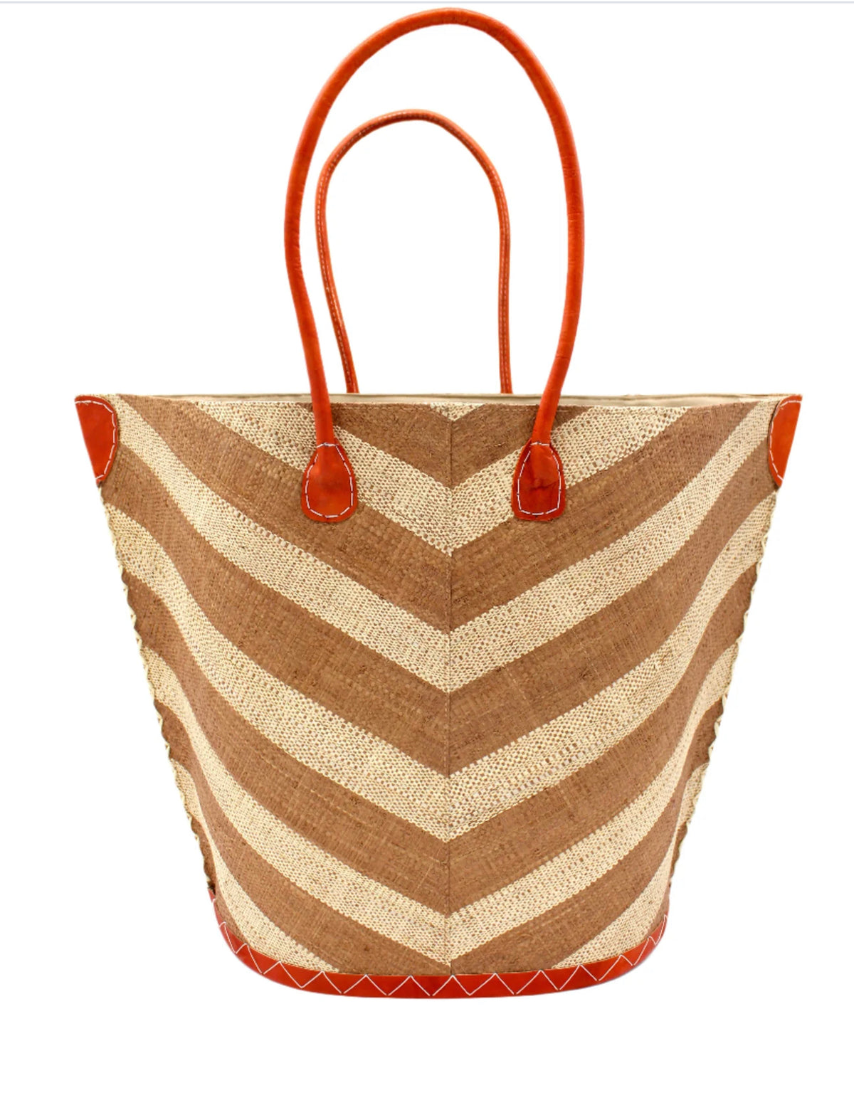 Madagascar Large Tote - Chevron Whiskey