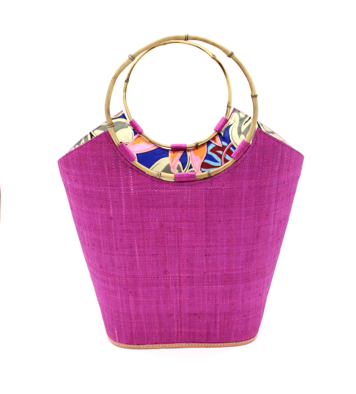 Madagascar Tote -Bamboo Handle -Fushia